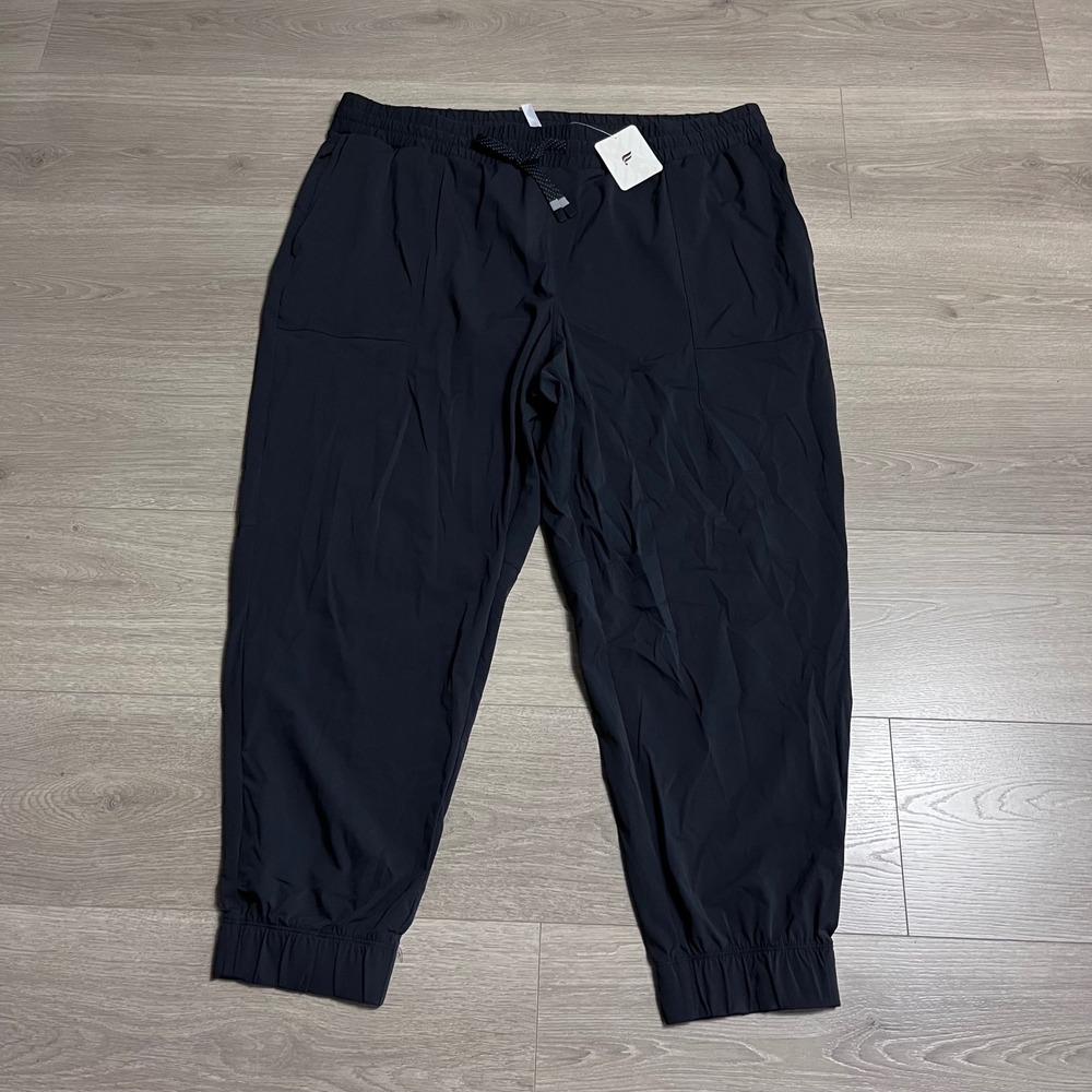 Fabletics Black Jogger Pants Elastic Waist Drawstring Cuffed Athletic Womens XXL